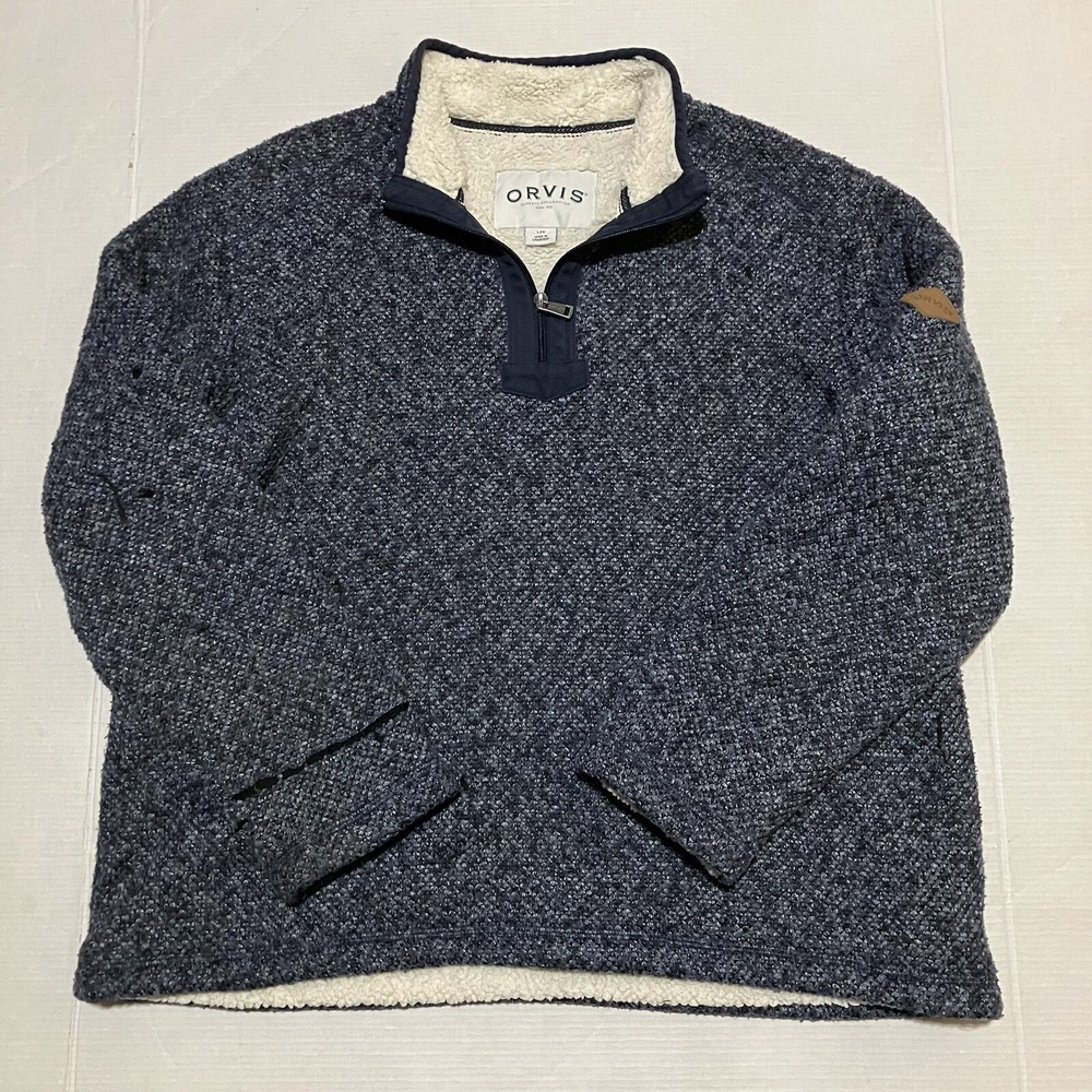 Orvis Jumper Size Large Heather 1/4 Zip Pullover Classic Sherpa Lined Fleece